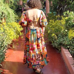 FARM RIO Tropical collage midi dress multicolor Small